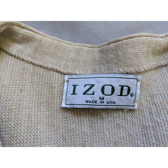 Vintage Izod Sweater Beige Cardigan Button Up 80s Mens Size M - Picture 4 of 9
